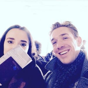 nick and meg screeton on airplane