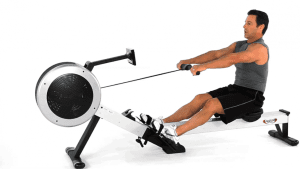 man on rowing machine